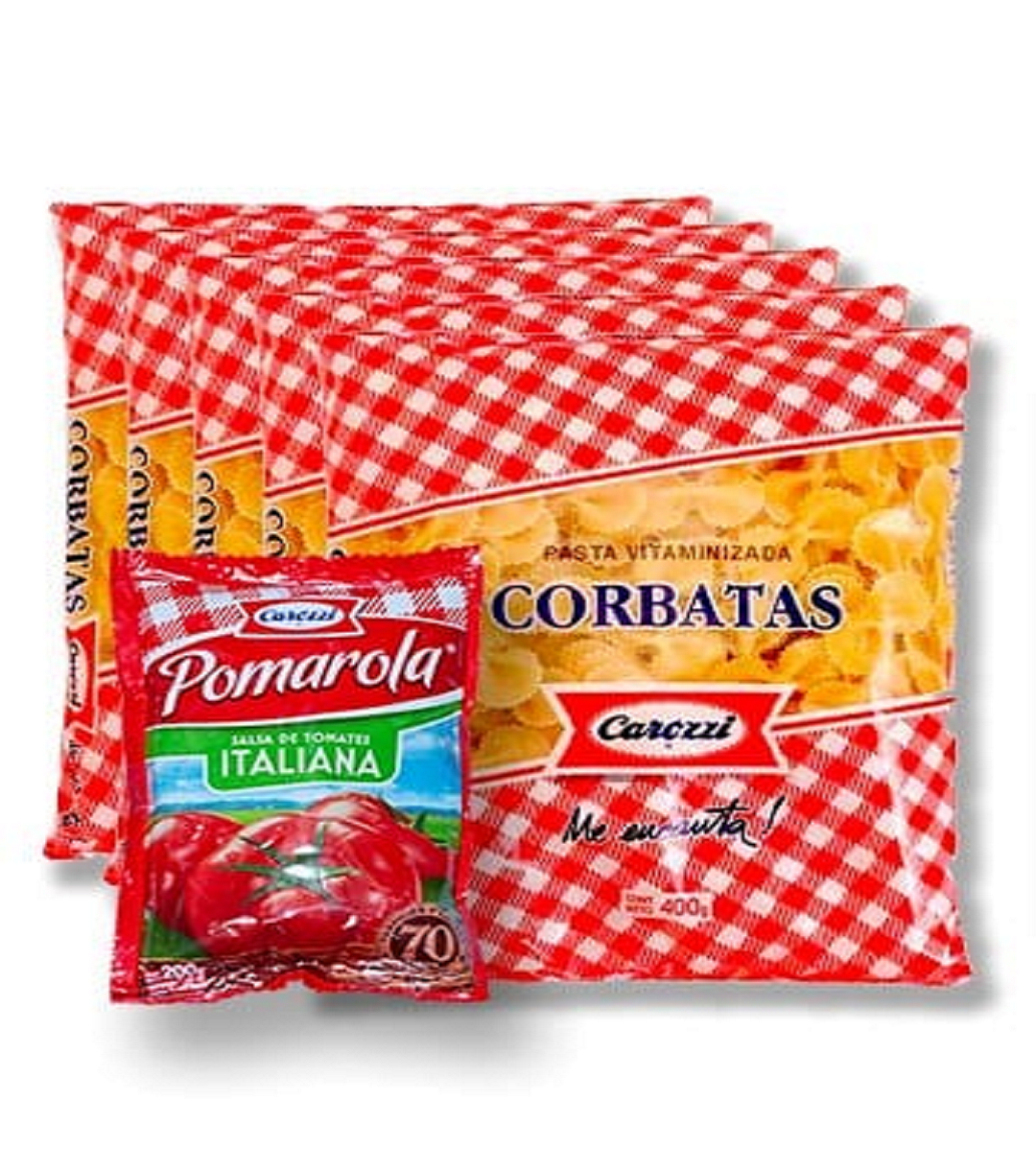 Pack 5 Pasta Carozzi Corbatas 400grs + 1 Salsa-Pomarola-200gr