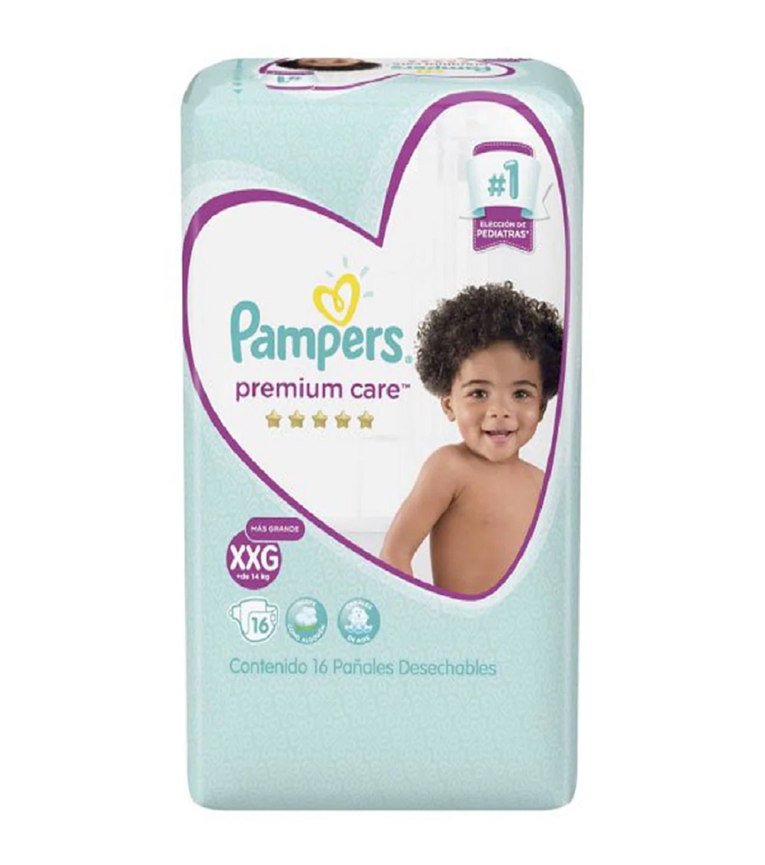 Pañal Pampers Premium Care XXG 16 unds