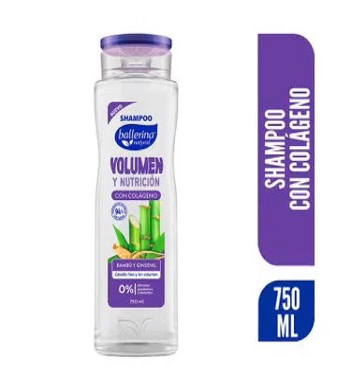 Shampoo Ballerina Botella Volumen y Nutricion 750ml