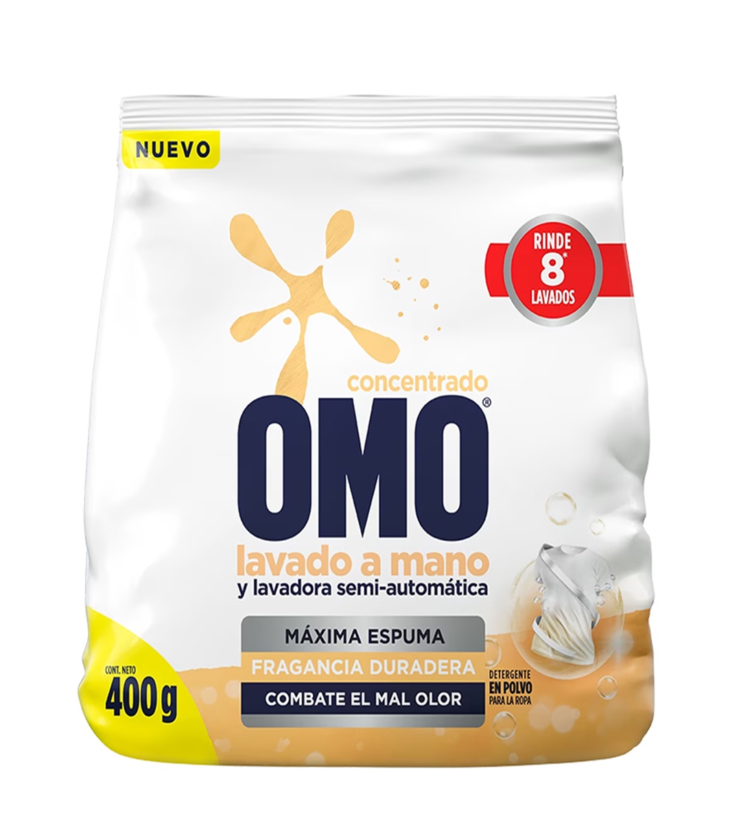 Detergente en Polvo Omo Normal lavado a mano 400grs