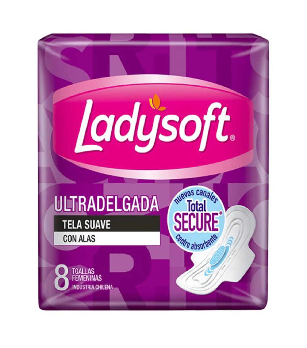 Toalla higiénica Ladysoft Ultradelgada tela suave 8 unds.